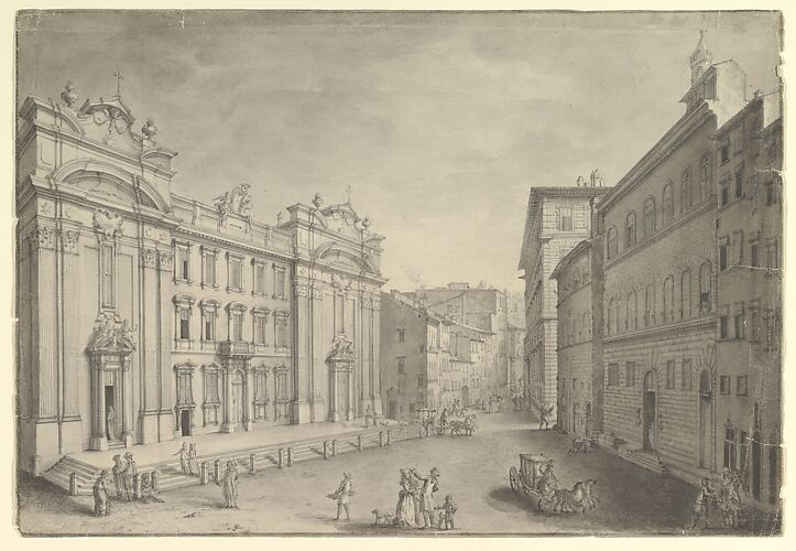 View of Piazza San Firenze and the church of San Firenze, Florence, view toward Arno