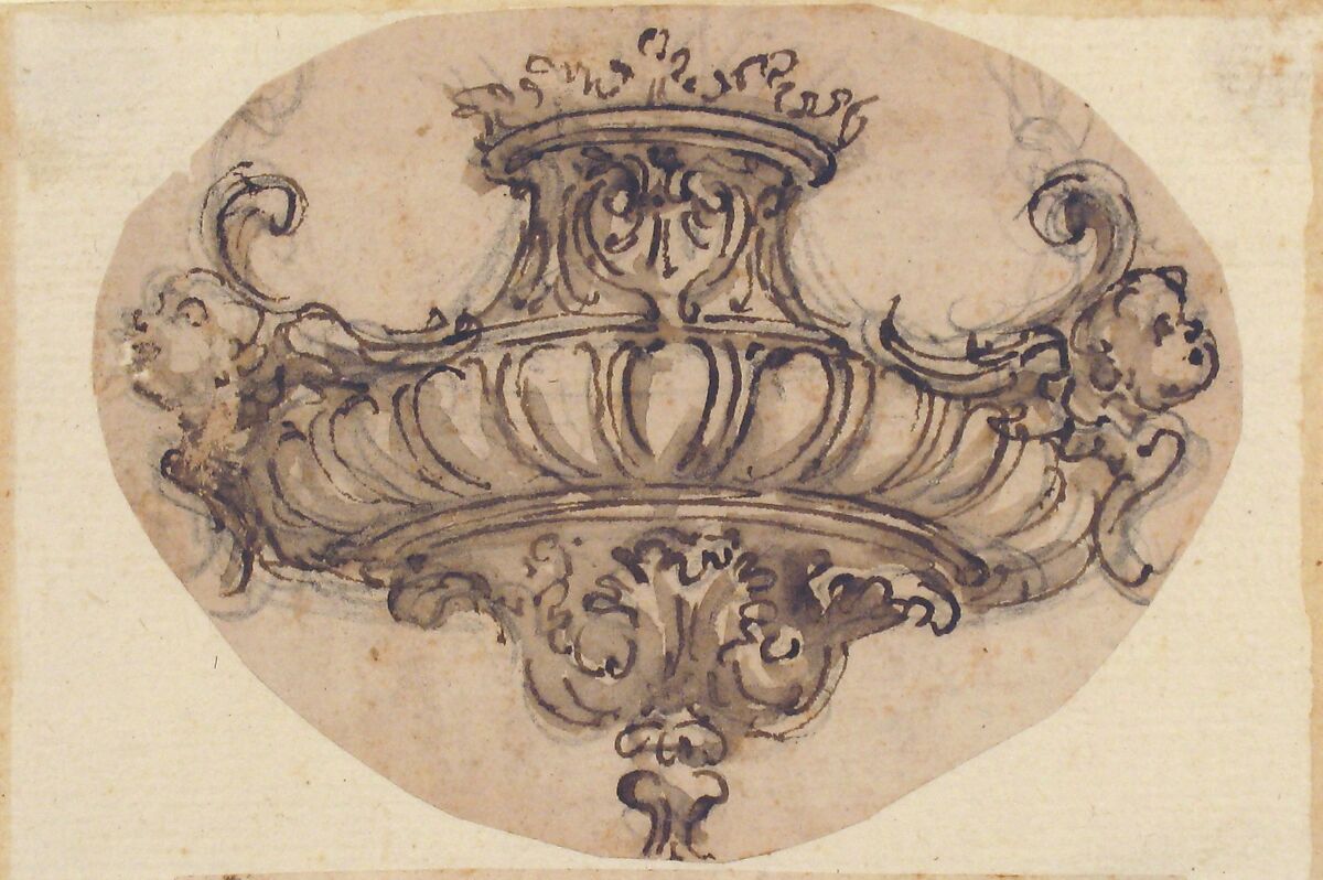Design for Suspended Censer, Attributed to Giovanni Battista Foggini (Italian, Florence 1652–1725 Florence), Pen and brown ink, brush and brown wash, over black chalk or graphite