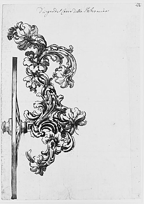Rear Wheel and Part of the Carved Wooden Structure of a Carriage, Anonymous, Italian, 18th century, Pen and brown ink, brush and brown wash, over black chalk