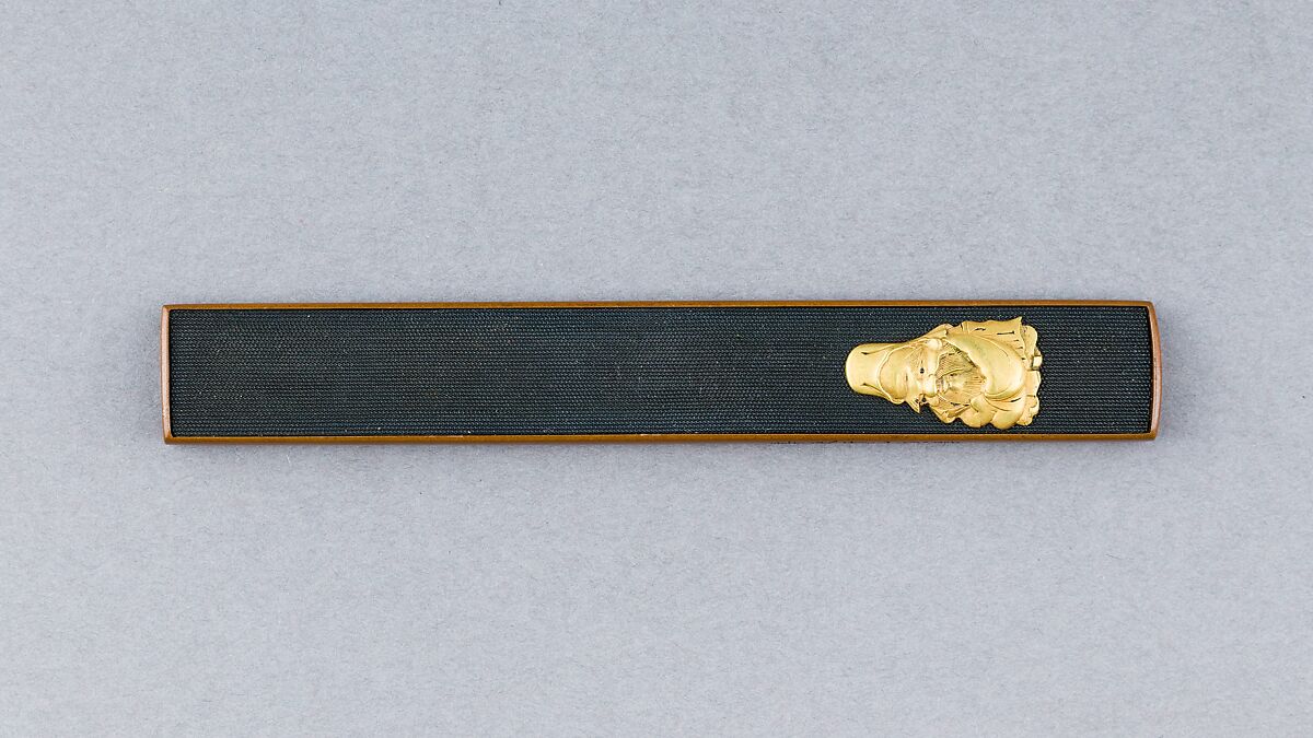 Knife Handle (Kozuka), Copper-gold alloy (shakudō), gold, Japanese 