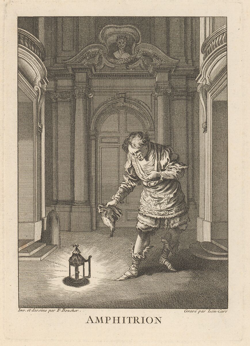 Gravures de Boucher pour les Oeuvres de Molière [Figures de Boucher pour Molière], Portrait of Moliere drawn by Jean-Baptiste Mauzaisse (French, Corbeil (Essonne) 1784–1844 Paris) in graphite, frontispiece, Graphite, etching, engraving, mezzotint