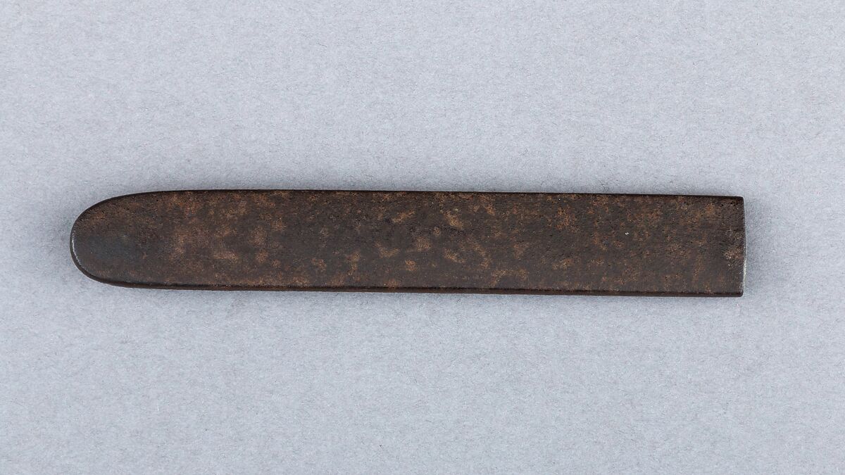 Knife Handle (Kozuka), Iron, gold, copper-gold alloy (shakudō), Japanese