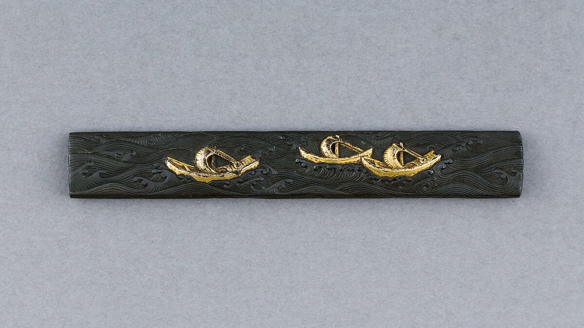 Knife Handle (Kozuka), Copper-gold alloy (shakudō), gold, Japanese 