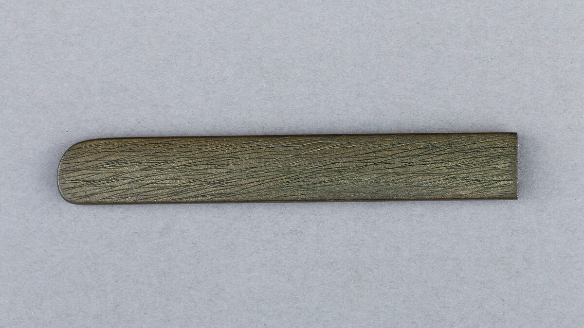 Knife Handle (Kozuka), Copper-silver alloy (shibuichi), gold, Japanese