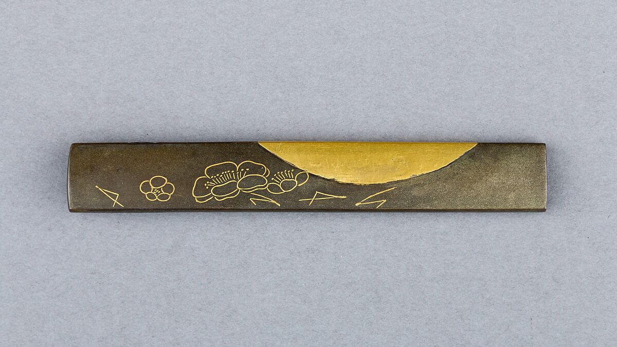 Knife Handle (Kozuka), Copper-silver alloy (shibuichi), gold, Japanese