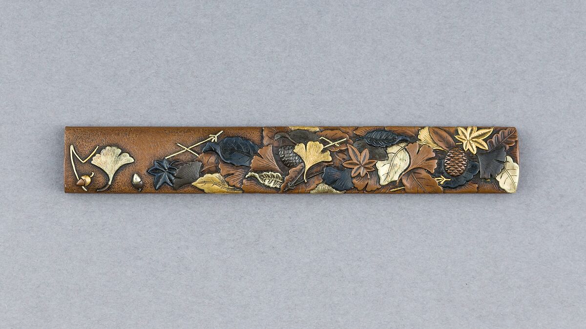 Knife Handle (Kozuka), Copper, silver, gold, copper-gold alloy (shakudō), Japanese 