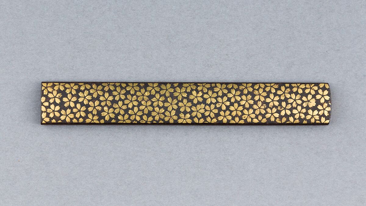 Knife Handle (Kozuka), Iron, copper-silver alloy (shibuichi), gold, Japanese 