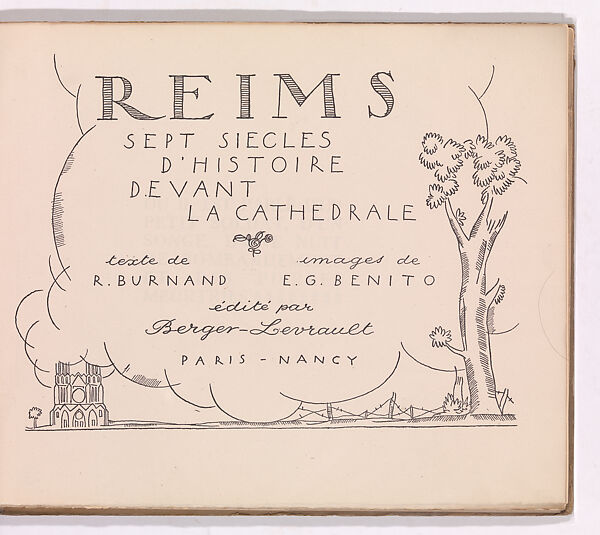 Reims: la cathédrale, Edouard-García Benito (Spanish, 1891–1981), Illustrations: line block (photomechanical relief print) and pochoir