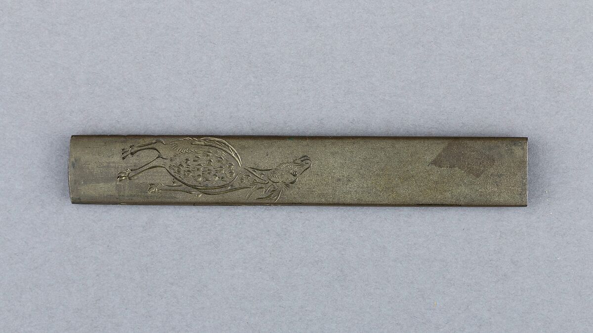 Knife Handle (Kozuka), Copper-silver alloy (shibuichi), gold, Japanese