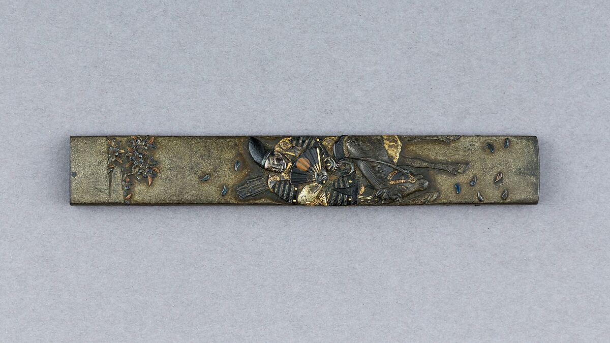 Knife Handle (Kozuka), Copper-silver alloy (shibuichi), gold, silver, copper, Japanese 