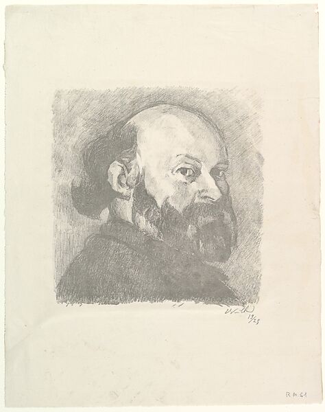 Portrait of Cézanne, Edouard Vuillard (French, Cuiseaux 1868–1940 La Baule), Lithograph printed in gray ink on china paper 
