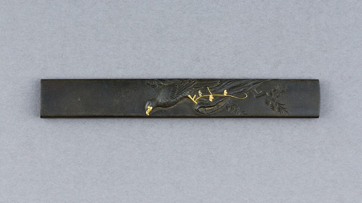 Knife Handle (Kozuka), Copper-silver alloy (shibuichi), Japanese 