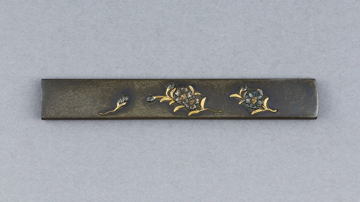 Knife Handle (Kozuka), Copper-silver alloy (shibuichi), gold, silver, Japanese 