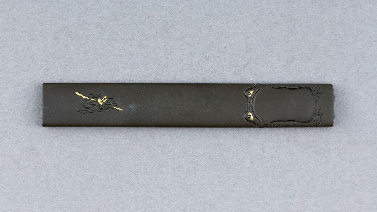 Knife Handle (Kozuka), Copper-silver alloy (shibuichi), gold, Japanese 