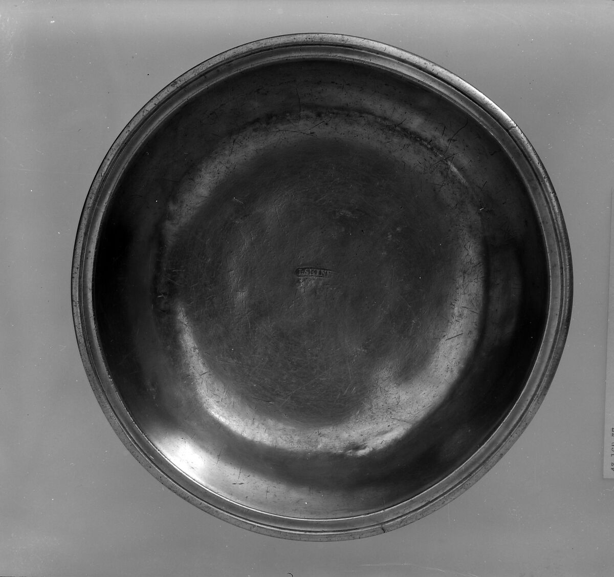 Basin, John Skinner (1733–1813), Pewter, American 