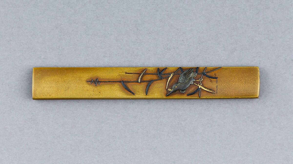 Knife Handle (Kozuka), Copper-silver alloy (shibuichi), copper-gold alloy (shakudō), gold, Japanese 