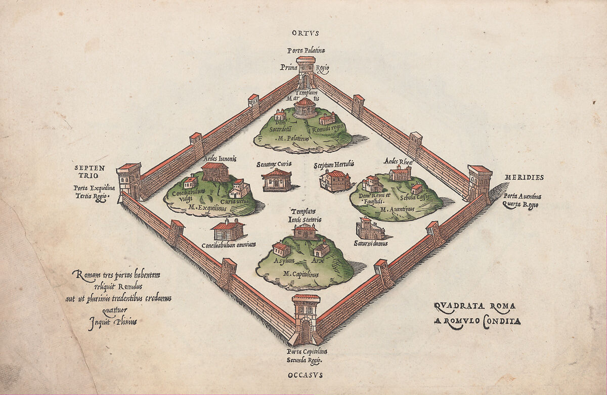 Antiquae Urbis Romae cum Regionibus Simulacrum, Fabio Calvo  Italian, Printed book with hand-colored woodcuts