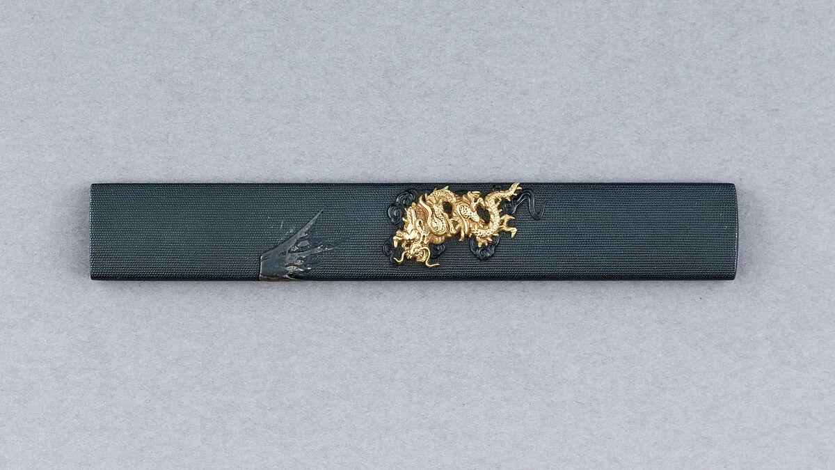 Knife Handle (Kozuka), Copper-gold alloy (shakudō), silver, gold, Japanese 