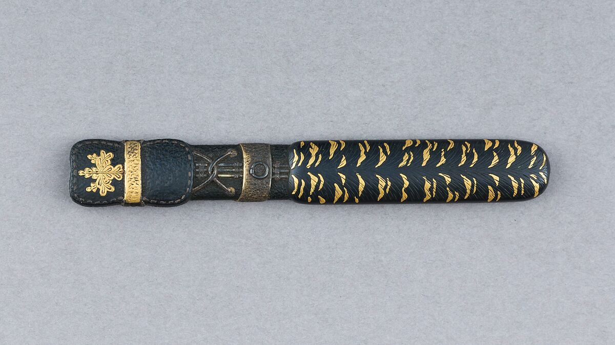 Knife Handle (Kozuka), Copper-gold alloy (shakudō), gold, Japanese 