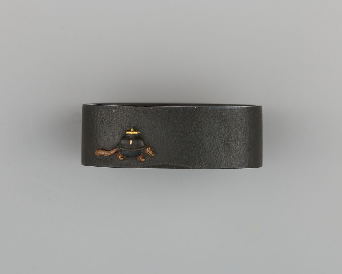 Sword-Hilt Collar (Fuchi), Copper-silver alloy (shibuichi), copper-gold alloy (shakudō), gold, copper, Japanese 