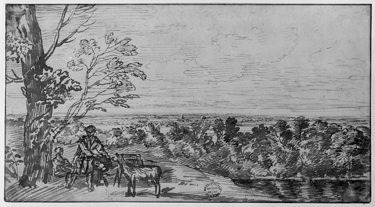 Landscape with figures, Attributed to Jan Lievens (Dutch, Leiden 1607–1674 Amsterdam), Pen and brown ink