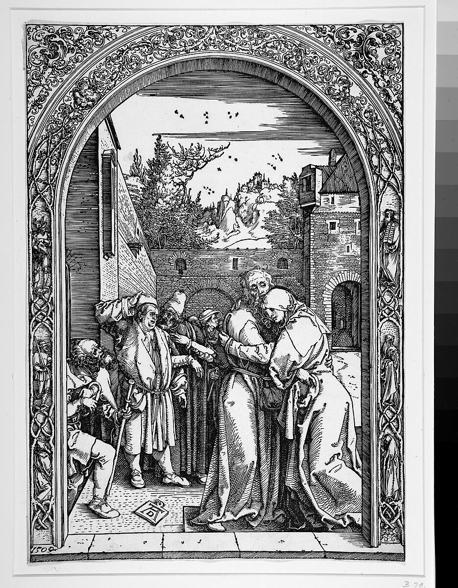 Joachim and Anna at the Golden Gate, from "The Life of the Virgin", Albrecht Dürer (German, Nuremberg 1471–1528 Nuremberg), Woodcut