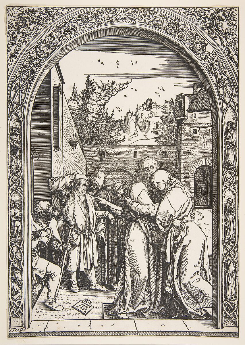 Joachim and Anna at the Golden Gate, from The Life of the Virgin, Albrecht Dürer (German, Nuremberg 1471–1528 Nuremberg), Woodcut 