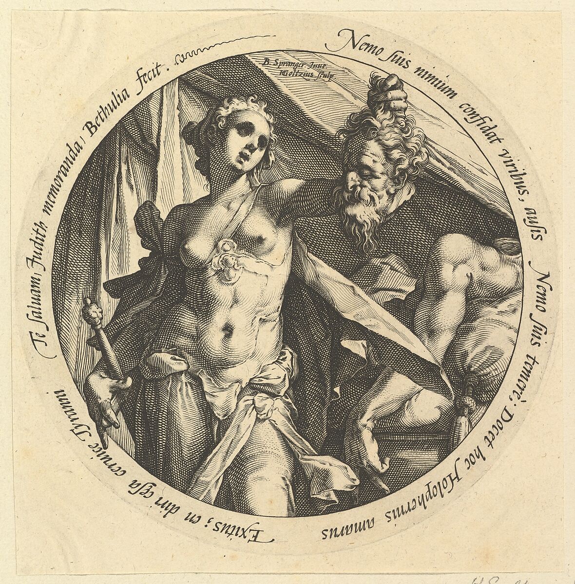 Judith with the Head of Holofernes, Hendrick Goltzius (Netherlandish, Mühlbracht 1558–1617 Haarlem), Engraving 