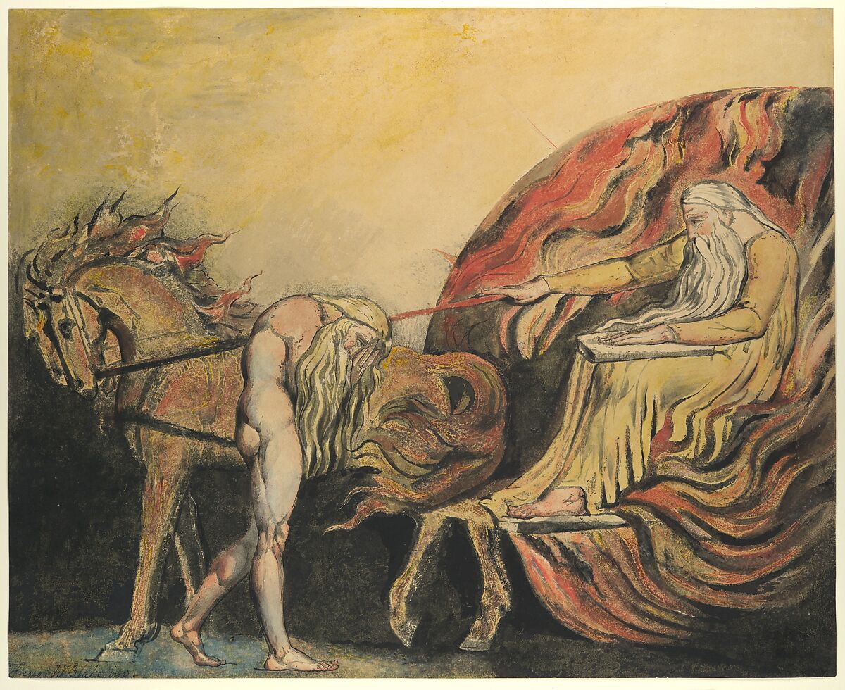 God Judging Adam, William Blake  British, Relief etching, printed in color and finished with pen and ink and watercolor