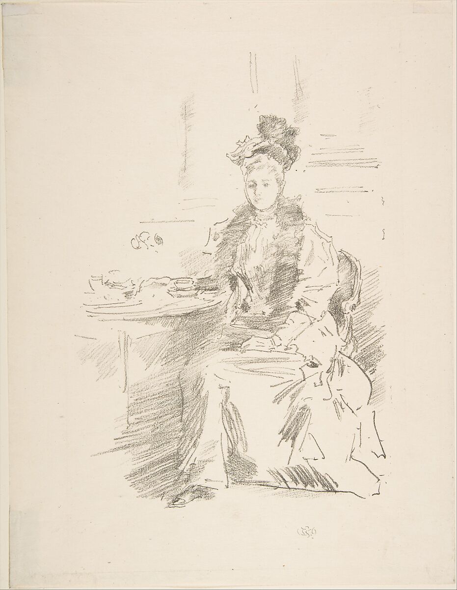 La Jolie New Yorkaise, James McNeill Whistler (American, Lowell, Massachusetts 1834–1903 London), Transfer lithograph; only state (Chicago); printed in black ink on cream laid Japan 