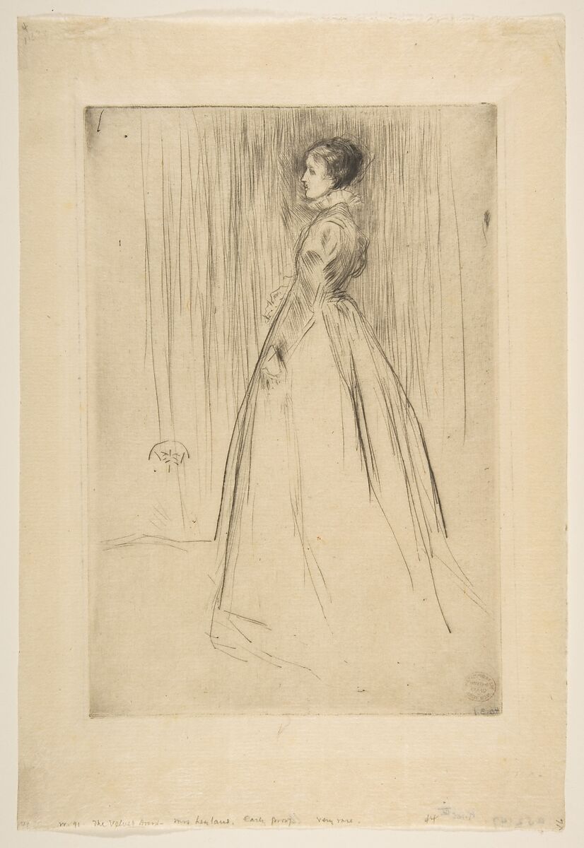 The Velvet Dress (Mrs. Leyland), James McNeill Whistler (American, Lowell, Massachusetts 1834–1903 London), Drypoint; fourth state of five (Kennedy)