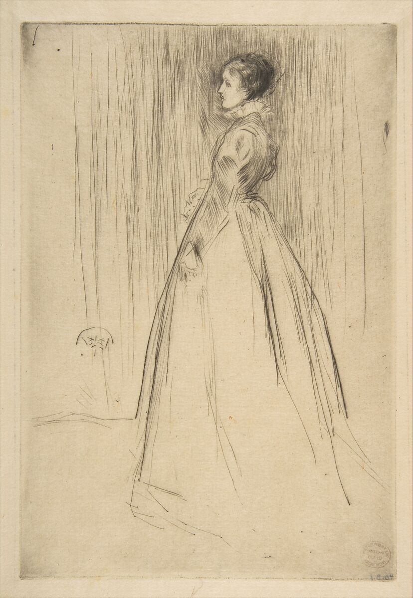 The Velvet Dress (Mrs. Leyland), James McNeill Whistler (American, Lowell, Massachusetts 1834–1903 London), Drypoint; fourth state of five (Kennedy) 