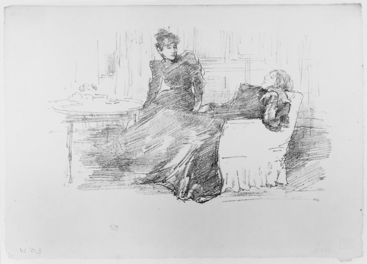 The Sisters, James McNeill Whistler (American, Lowell, Massachusetts 1834–1903 London), Transfer lithograph with scraping; second state of two (Chicago); printed in black ink on cream laid paper