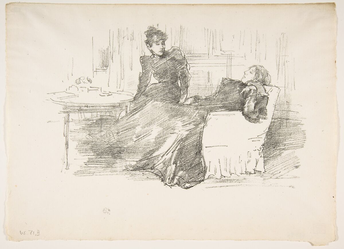The Sisters, James McNeill Whistler (American, Lowell, Massachusetts 1834–1903 London), Transfer lithograph with scraping; second state of two (Chicago); printed in black ink on cream laid paper 