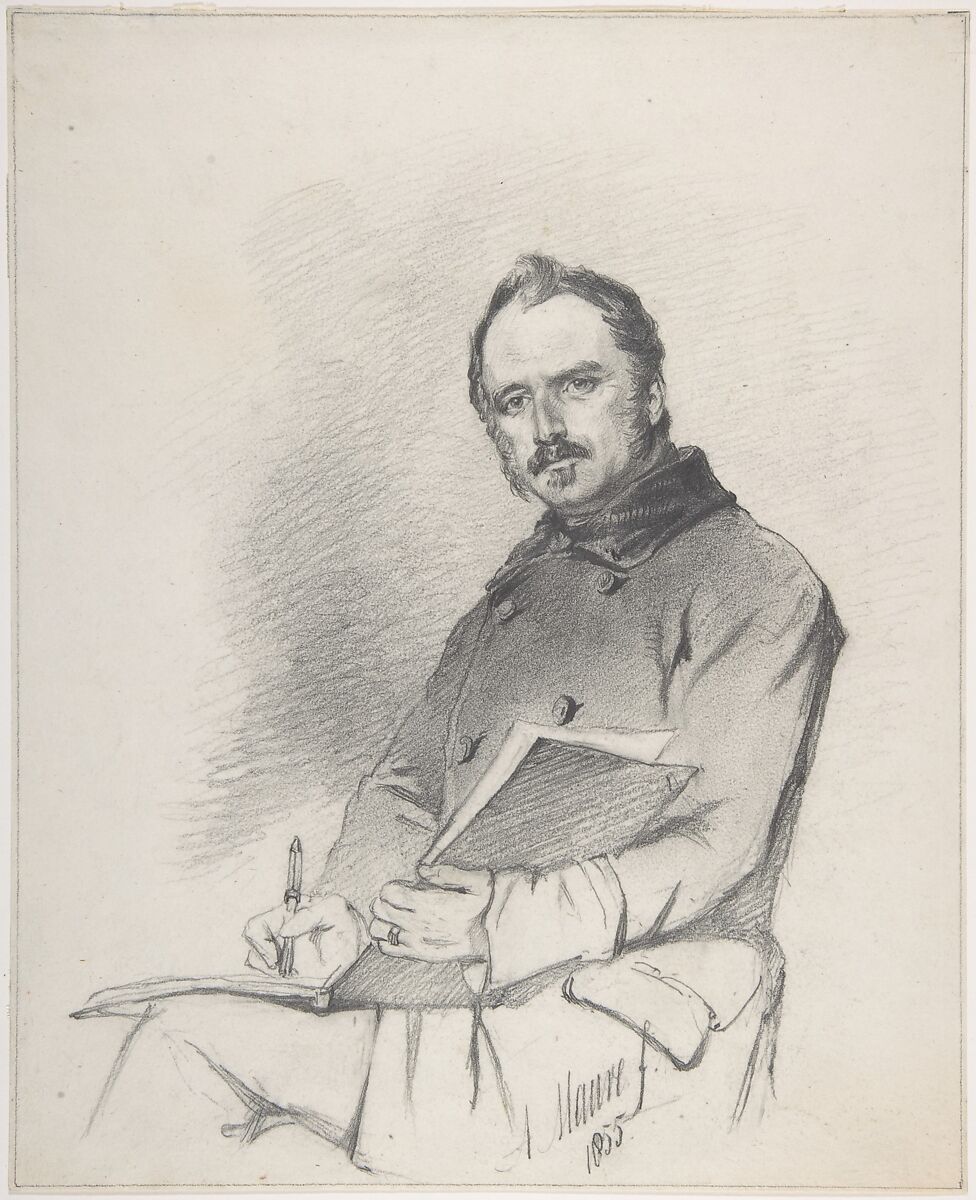Portrait of Pieter Frederik van Os, Anton Mauve (Dutch, Zaandam 1838–1888 Arnhem), Graphite; framing lines in graphite 