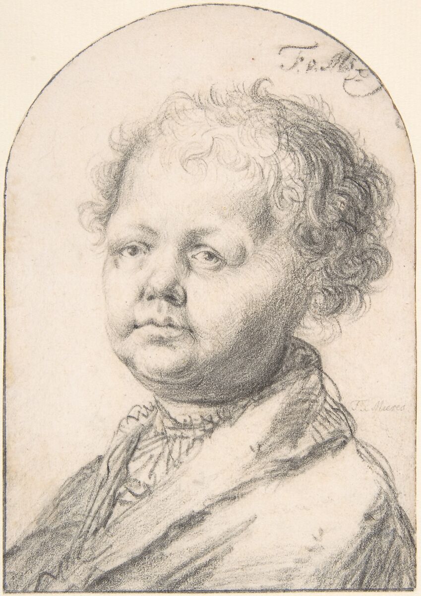 Portrait of a Young Boy, Frans van Mieris the Elder (Dutch, Leiden 1635–1681 Leiden), Black chalk, heightened with white, touches of graphite 