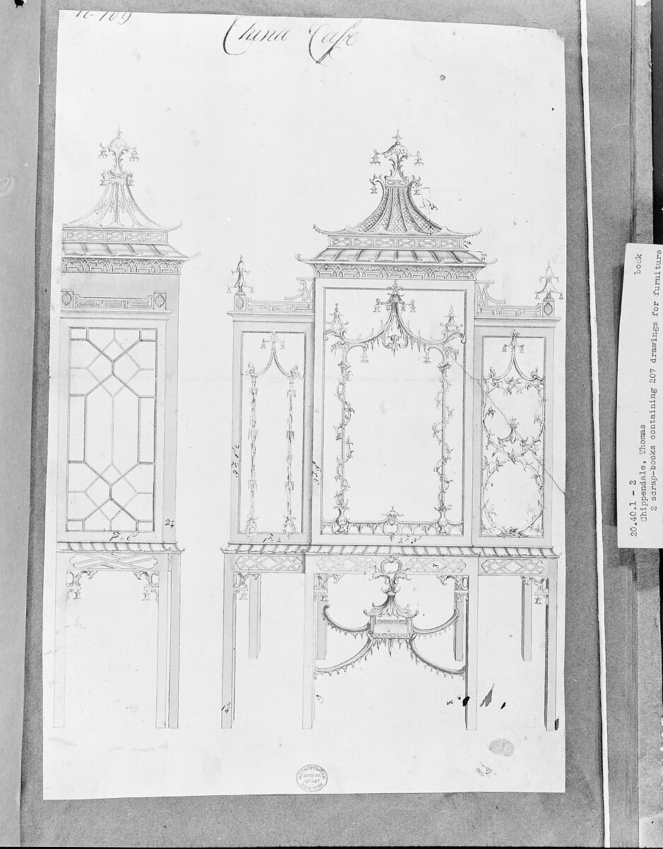 Chippendale Drawings, Vol. II, Thomas Chippendale (British, baptised Otley, West Yorkshire 1718–1779 London), Pen and black ink, brush and gray wash