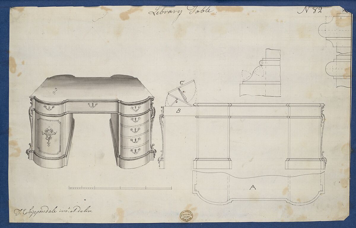 Chippendale Drawings, Vol. II, Thomas Chippendale (British, baptised Otley, West Yorkshire 1718–1779 London), Pen and black ink, brush and gray wash