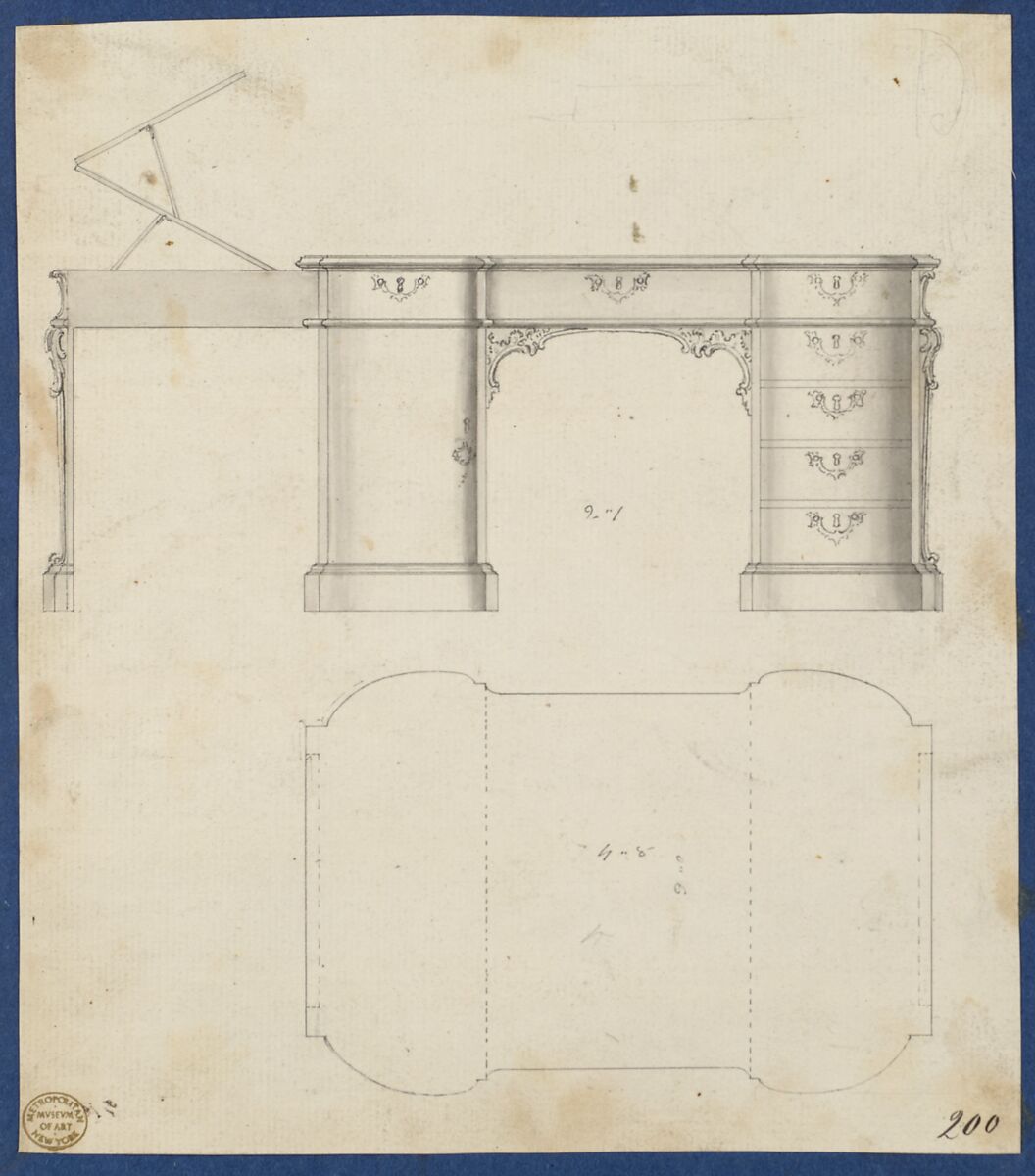 Chippendale Drawings, Vol. II, Thomas Chippendale (British, baptised Otley, West Yorkshire 1718–1779 London), Pen and black ink, brush and gray wash