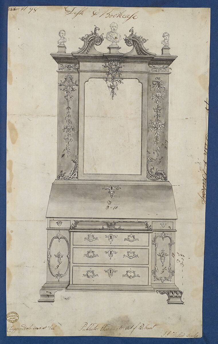 Chippendale Drawings, Vol. II, Thomas Chippendale (British, baptised Otley, West Yorkshire 1718–1779 London), Pen and black ink, brush and gray wash