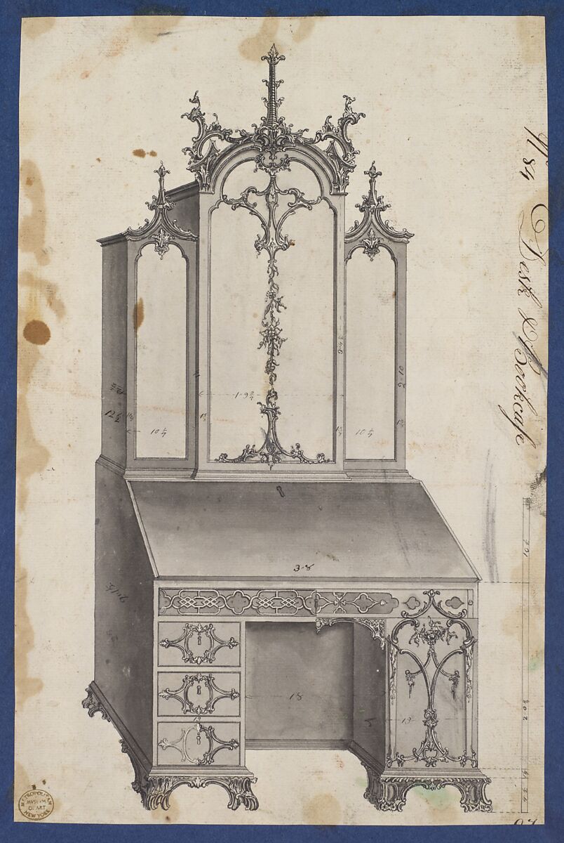 Chippendale Drawings, Vol. II, Thomas Chippendale (British, baptised Otley, West Yorkshire 1718–1779 London), Pen and black ink, brush and gray wash