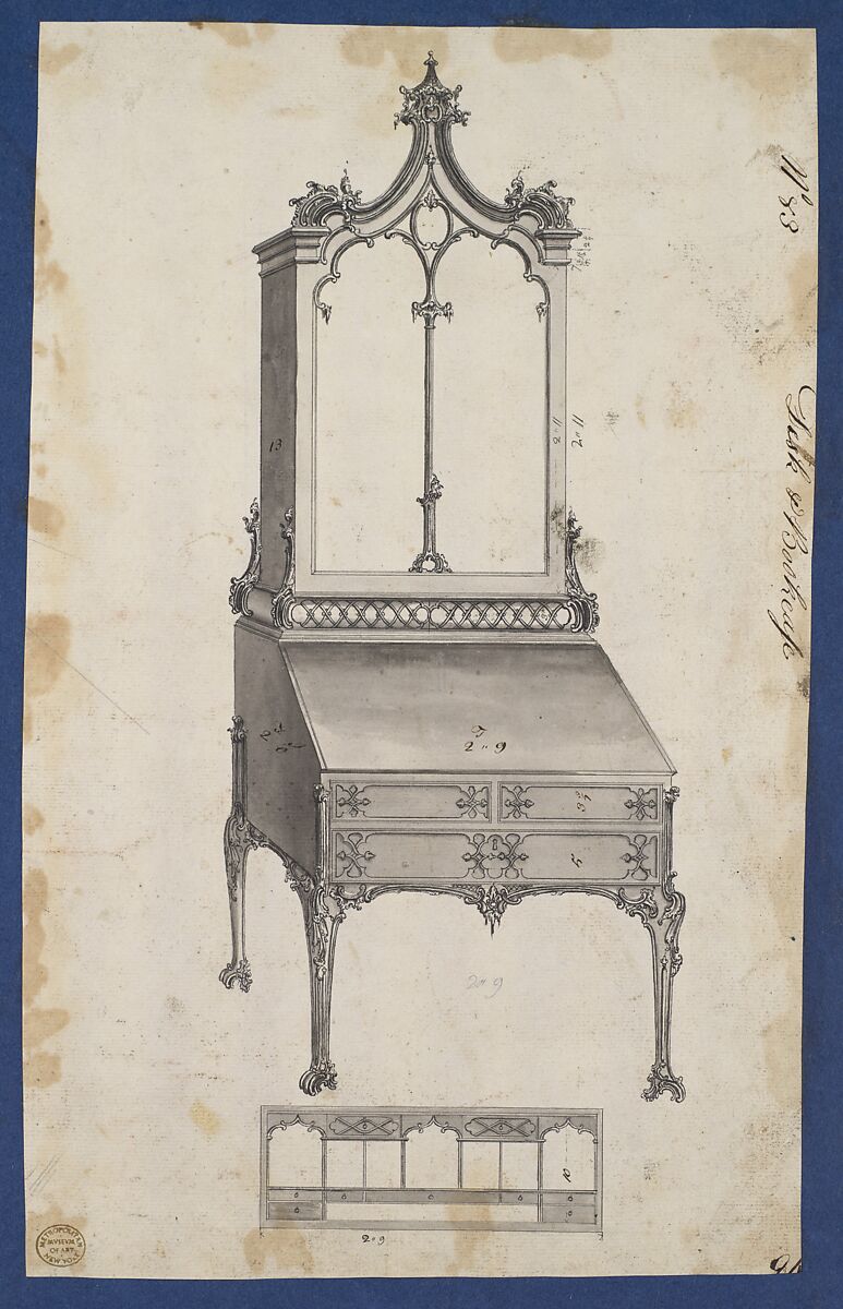 Chippendale Drawings, Vol. II, Thomas Chippendale (British, baptised Otley, West Yorkshire 1718–1779 London), Pen and black ink, brush and gray wash
