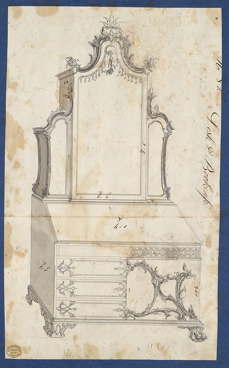 Chippendale Drawings, Vol. II, Thomas Chippendale (British, baptised Otley, West Yorkshire 1718–1779 London), Pen and black ink, brush and gray wash