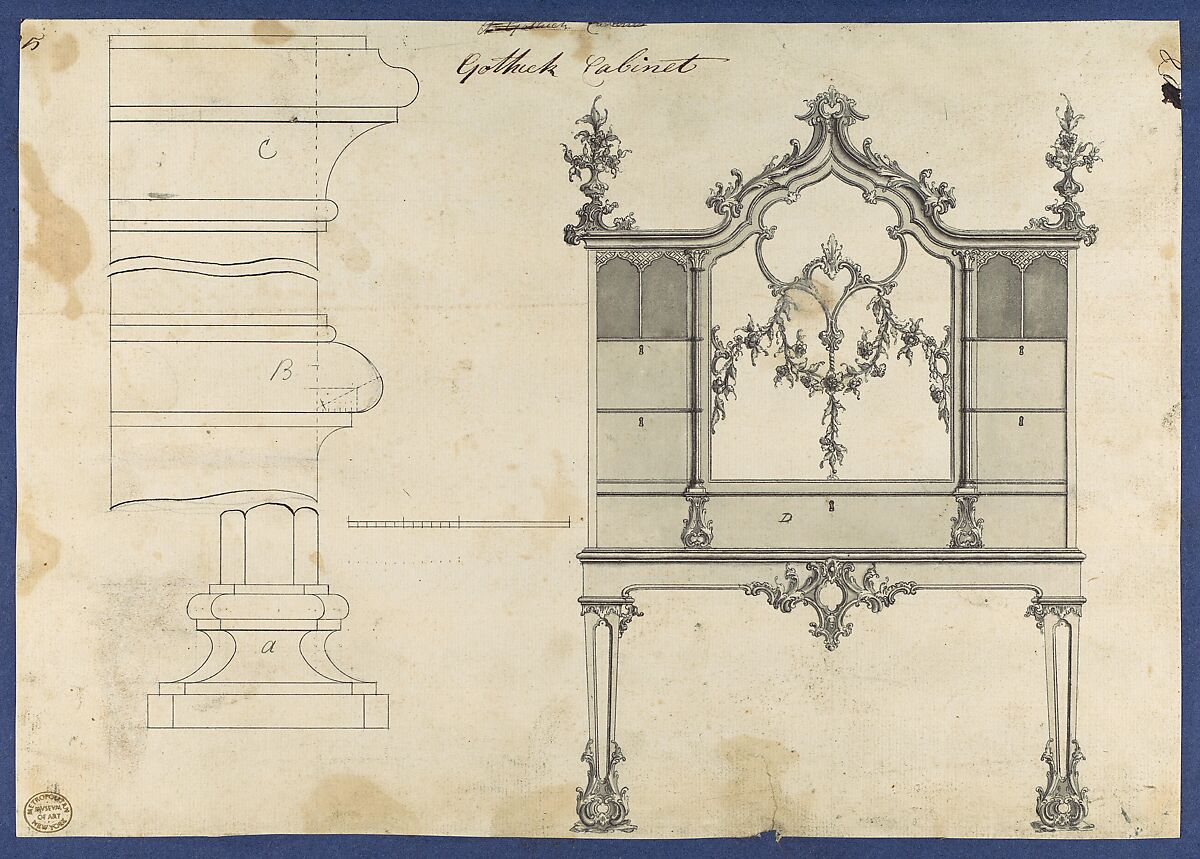 Chippendale Drawings, Vol. II, Thomas Chippendale (British, baptised Otley, West Yorkshire 1718–1779 London), Pen and black ink, brush and gray wash