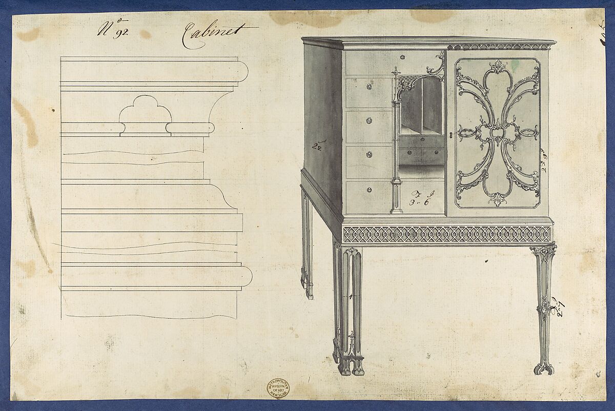 Chippendale Drawings, Vol. II, Thomas Chippendale (British, baptised Otley, West Yorkshire 1718–1779 London), Pen and black ink, brush and gray wash