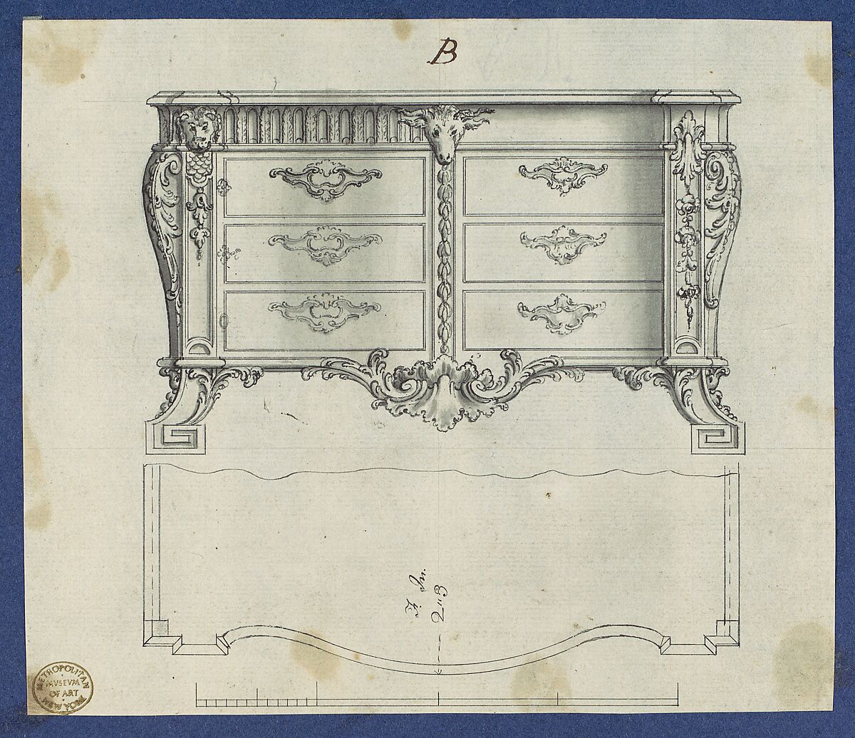 Chippendale Drawings, Vol. II, Thomas Chippendale (British, baptised Otley, West Yorkshire 1718–1779 London), Pen and black ink, brush and gray wash