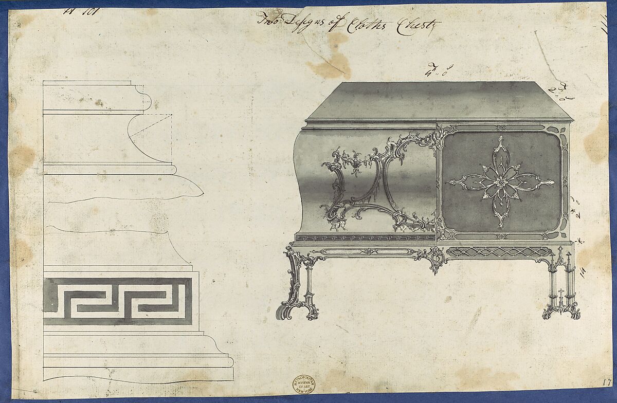 Chippendale Drawings, Vol. II, Thomas Chippendale (British, baptised Otley, West Yorkshire 1718–1779 London), Pen and black ink, brush and gray wash