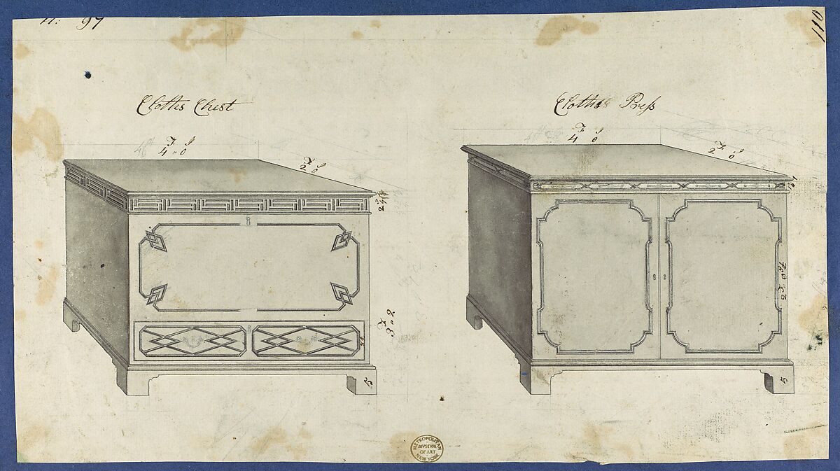 Chippendale Drawings, Vol. II, Thomas Chippendale (British, baptised Otley, West Yorkshire 1718–1779 London), Pen and black ink, brush and gray wash