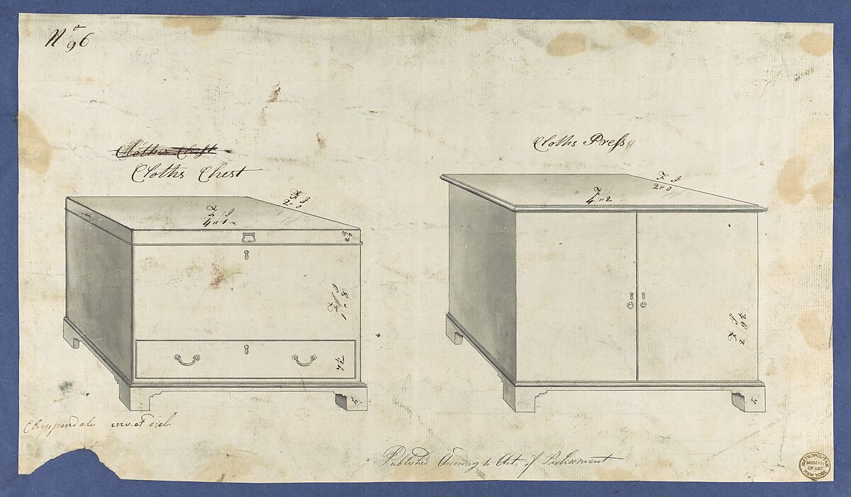 Chippendale Drawings, Vol. II, Thomas Chippendale (British, baptised Otley, West Yorkshire 1718–1779 London), Pen and black ink, brush and gray wash