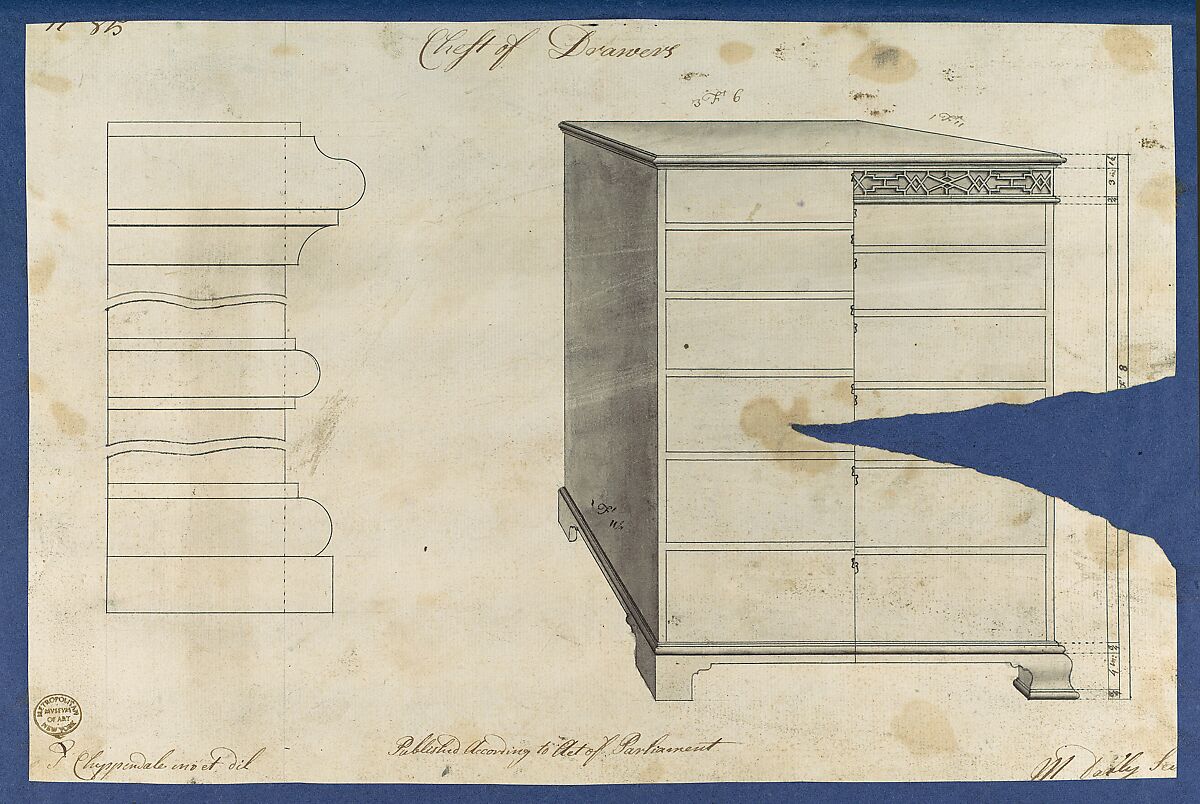 Chippendale Drawings, Vol. II, Thomas Chippendale (British, baptised Otley, West Yorkshire 1718–1779 London), Pen and black ink, brush and gray wash